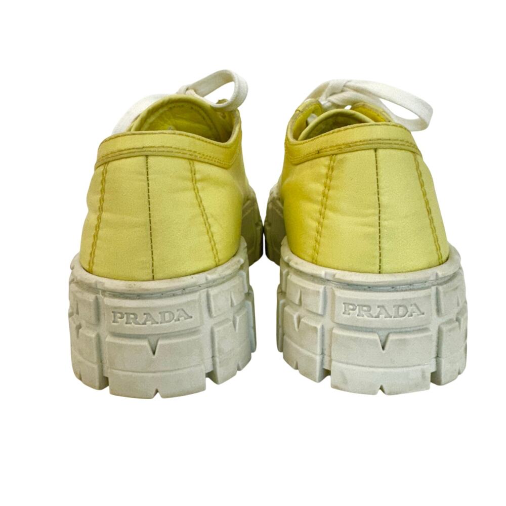 Prada Re-Nylon Double Wheel Gabardine Sneakers Platform Butter Yellow 37.5 - Picture 12 of 16